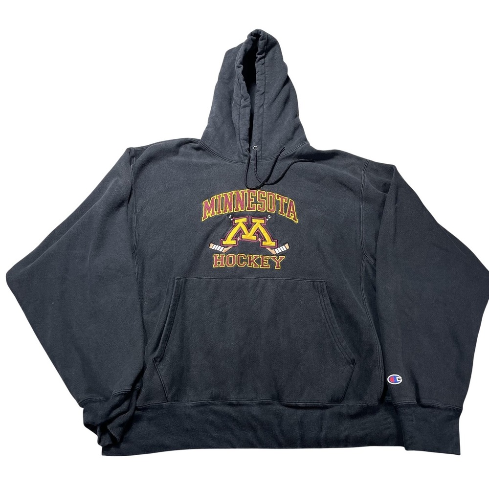 Minnesota Golden Gophers Hoodie Mens XL Black NCAA Hockey Champion Reverse Weave